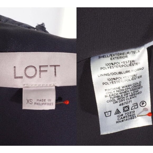 Ann Taylor Loft Short Sleeve Floral Textured Dress XS Blue/Gray - Picture 10 of 10